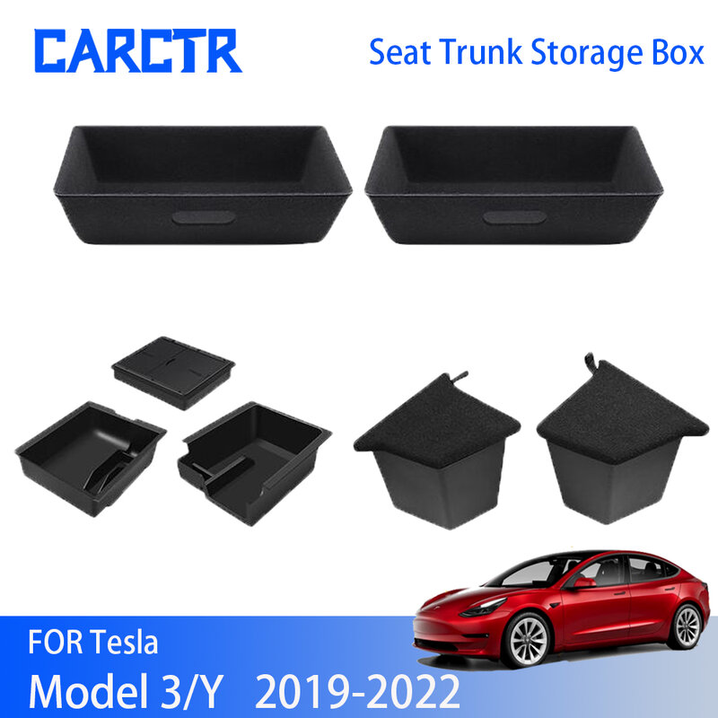 CARCTR سيارة الجذع الجانب صندوق تخزين ل Model3 Y 2019-2022 أسفل مقعد تخزين صندوق التحكم المركزية ل تسلا الداخلية اكسسوارات