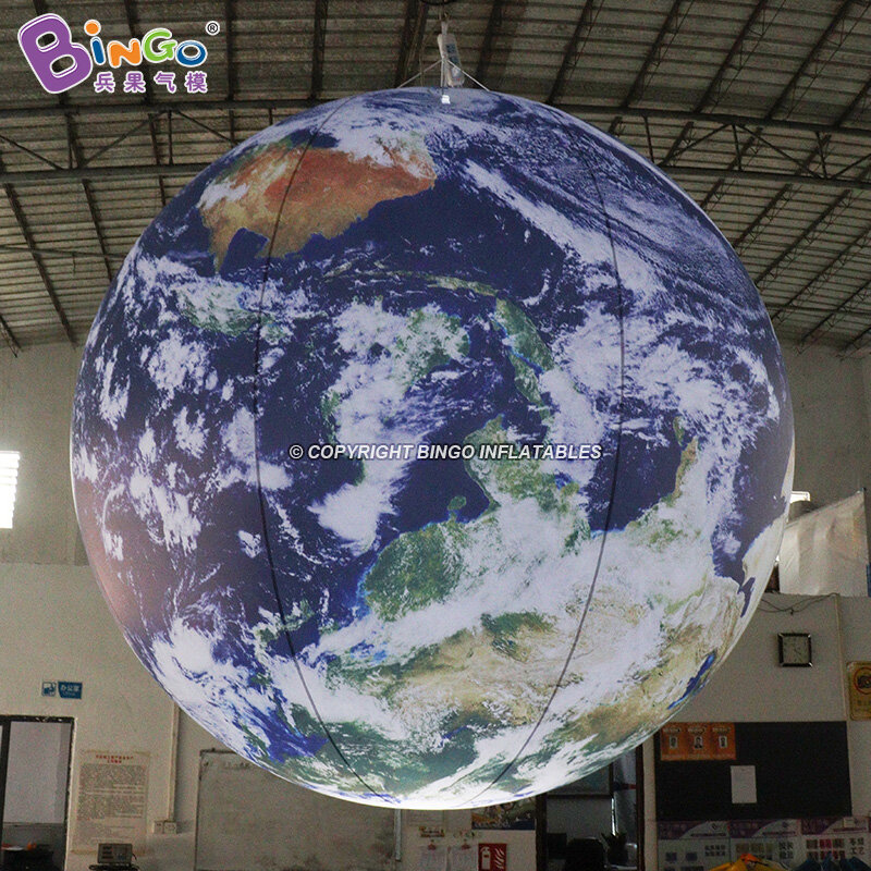 2 متر الهواء ضيق نفخ الأرض مع أضواء البلاستيكية معلقة غلوب بالون الهواء مختومة كوكب الكرة للزينة