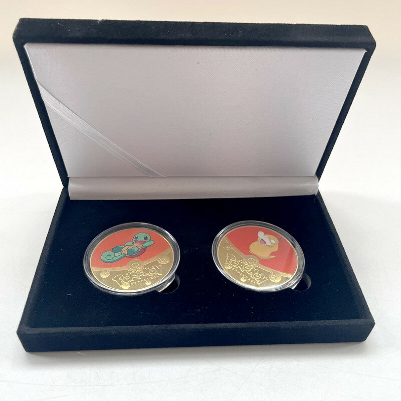 عملات بيكاتشو معدنية عملات فضية بوكيمون الذهبي بوكيمون بطاقات أنيمي تذكارية عملة Charizard معدنية مستديرة عملة هدية صندوق اللعب