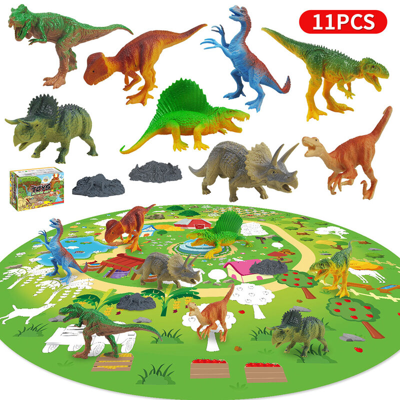 WENASI  11pcs Dinosaur Fossils Ornament Scene Dinosaur Bricks Educational Toys