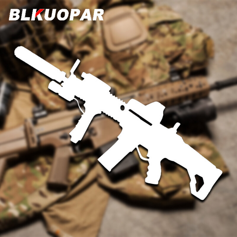 BLKUOPAR M4A1 بندقية قبضة كاتم صوت ملصق سيارة واقية من الشمس الإبداعية خدش واقية مائي ويندوز الثلاجة يموت قطع الديكور