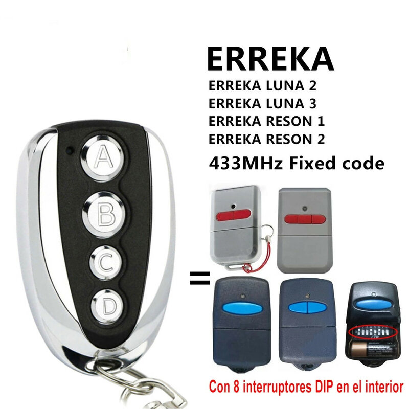 ERREKA RESON 1 / RESON 2 كراج عن بعد جهاز التحكم عن بعد بالبوابة المفاتيح Erreka LUNA 2 / LUNA3 433 ميجا هرتز رمز ثابت #1