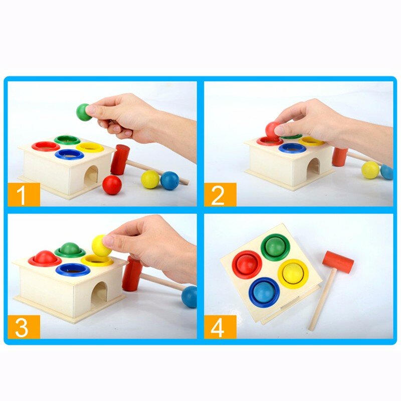 1 مجموعة خشبية مطرقة الكرة صندوق المطرقة الأطفال متعة اللعب الهامستر لعبة لعبة التعلم المبكر ألعاب تعليمية