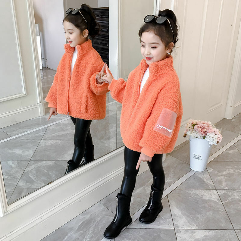 معطف بناتي موضة خريف وشتاء 2022 سترة كورية جديدة للأطفال الأجانب سترة مخملية محببة للبنات معطف بناتي