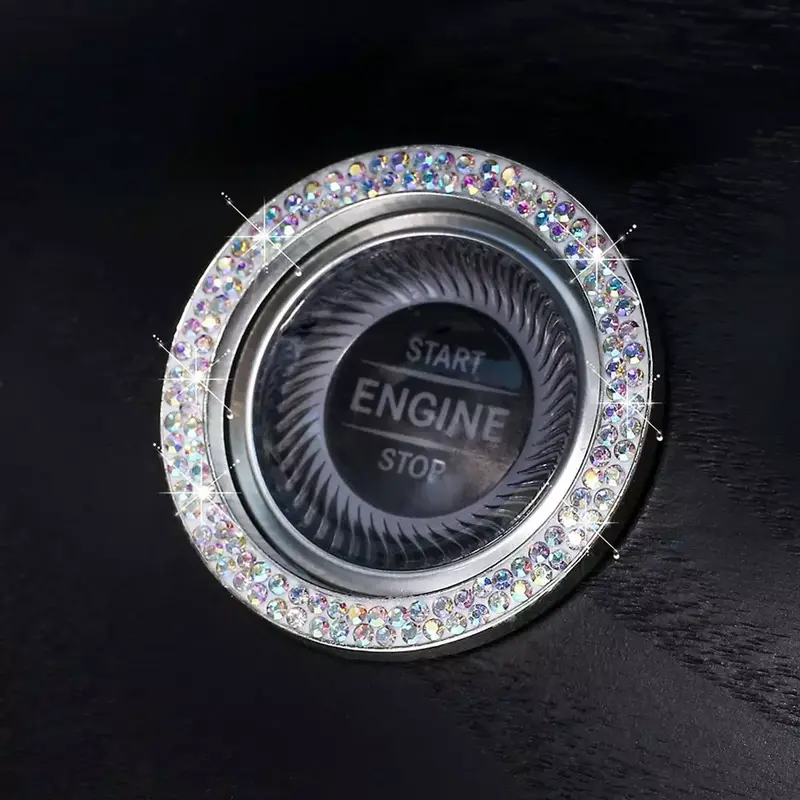 Car Engine Start Stop Button Ring Decal Ignition Button Ring Crystal Bling Rhinestone