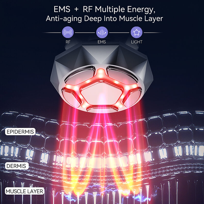 ANLAN RF مدلك الوجه EMS شد الوجه مكافحة الشيخوخة LED العلاج بالضوء المضادة للتجاعيد متعدد الأقطاب RF الساخن الباردة العناية بالبشرة جهاز الجمال