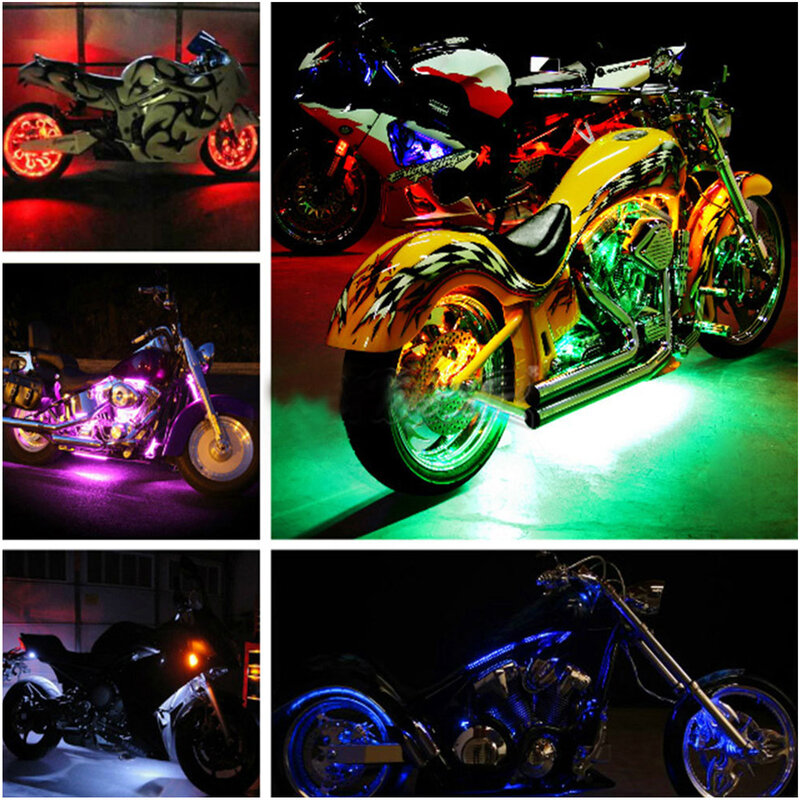 LED Car Motorcycle Decorative Ambient Lamp Backlight 5050 SMD Flexible Waterproof RGB APP Sound Control Moto Atmosphere Light