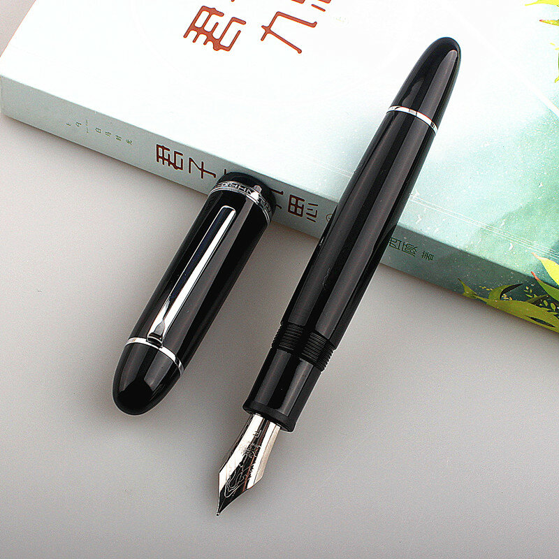 JinHao X159 الاكريليك الأسود قلم حبر مشبك معدني تمديد غرامة بنك الاستثمار القومي F 0.5 مللي متر