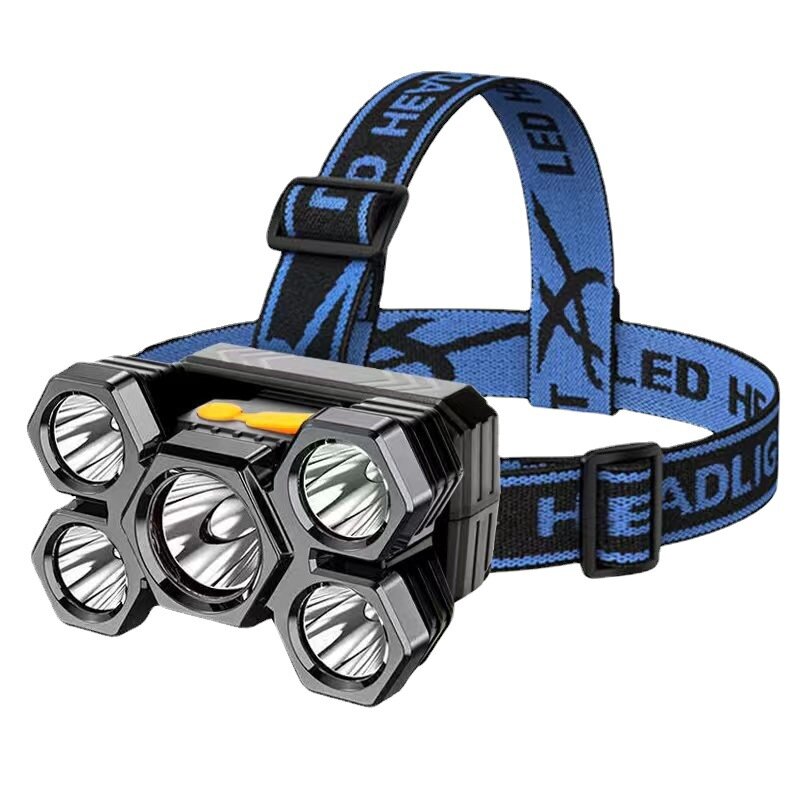4 وضع الإضاءة 5LED المحمولة المصابيح الأمامية USB قابلة للشحن المصباح المدمج في بطارية الشعلة في الهواء الطلق الصيد التخييم العلوي