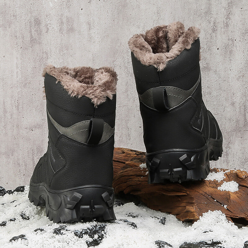 HIKEUP الرجال أحذية الشتاء أحذية قطنية التكتيكية العسكرية جلد طبيعي الجيش الصيد المشي حذاء للرجال في الهواء الطلق حذاء حجم كبير