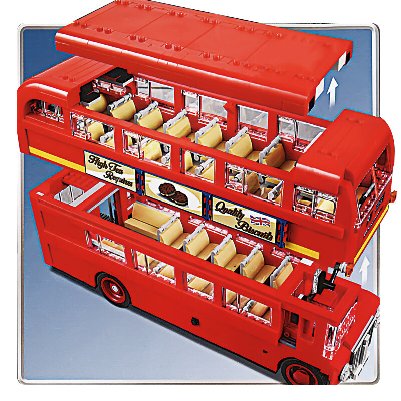 لندن ذات الطابقين حافلة اللبنات الطوب اللعب عدة نموذج 1711 قطعة 10258 21045