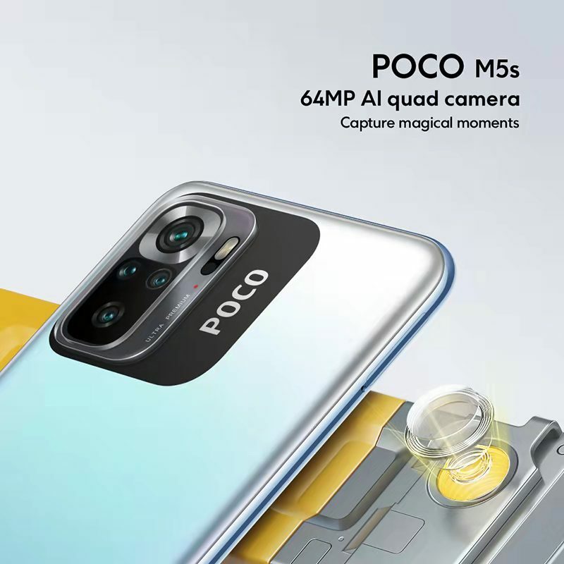هاتف POCO M5s الإصدار العالمي ذاكرة داخلية 64 جيجابايت/128 جيجابايت 5000 مللي أمبير/الساعة NFC MTK G95 ثماني النواة كاميرا 64 ميجابكسل شاشة AMOLED 6.43 بوصة 33 وا...