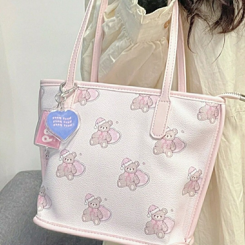 Xiuya Kawaii حقيبة جراب وردي ترينديول 2022 حقائب يد ذات سعة كبيرة للنساء حقيبة كتف حفلات لوليتا يابانية لطيفة غير رسمية