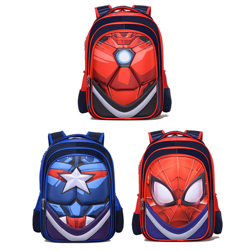 Marvel Children's Cartoon 3D Schoolbags For Boys Cute Spider-man Print High Quality Backpacks Kids Fashion Large Capacity Bags