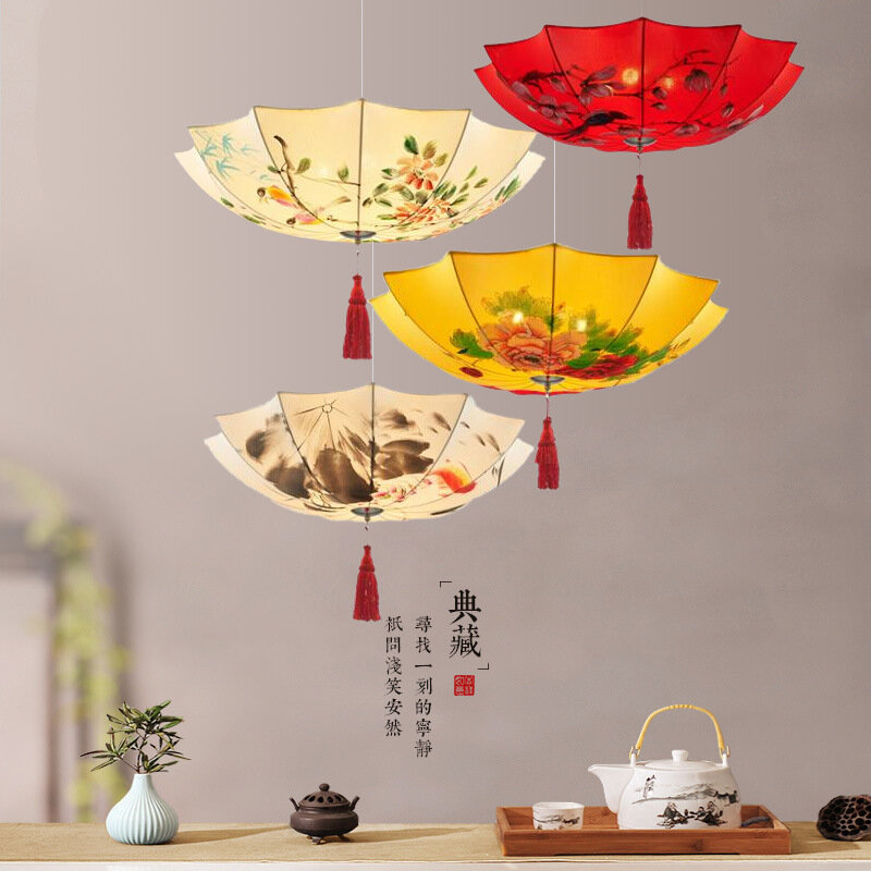 جديد الصينية الثريا رسمت باليد النسيج العتيقة إناء/ قدر مطعم مظلة مصباح الشاي البيت مطعم B & B مصباح للزينة