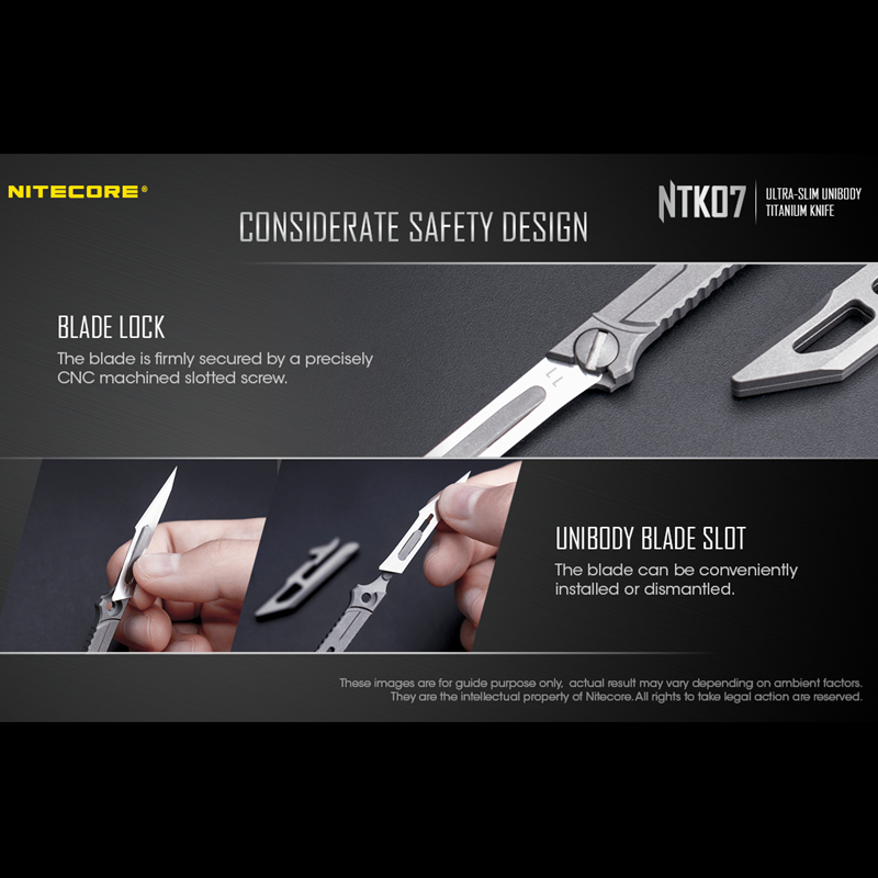 Nitecore NTK07 سبائك التيتانيوم سكين متكامل ، مصنوعة من سبائك التيتانيوم TC4 باستخدام تقنية التصنيع باستخدام الحاسب الآلي ، خفيفة الوزن وسهلة الحمل #4