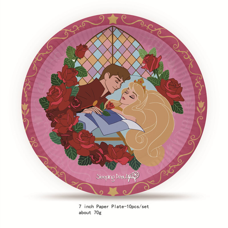 ديزني الأميرة النوم الجمال موضوع حفلة عيد ميلاد لوازم الديكور لوحات المناديل بالون استحمام الطفل المتاح المائدة