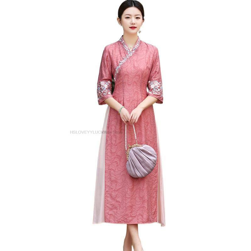 فستان شرقي صيني تقليدي شيونغسام الدانتيل فستان الحفلات تشيباو فستان أنيق تقليدي قديم Qipao HS49