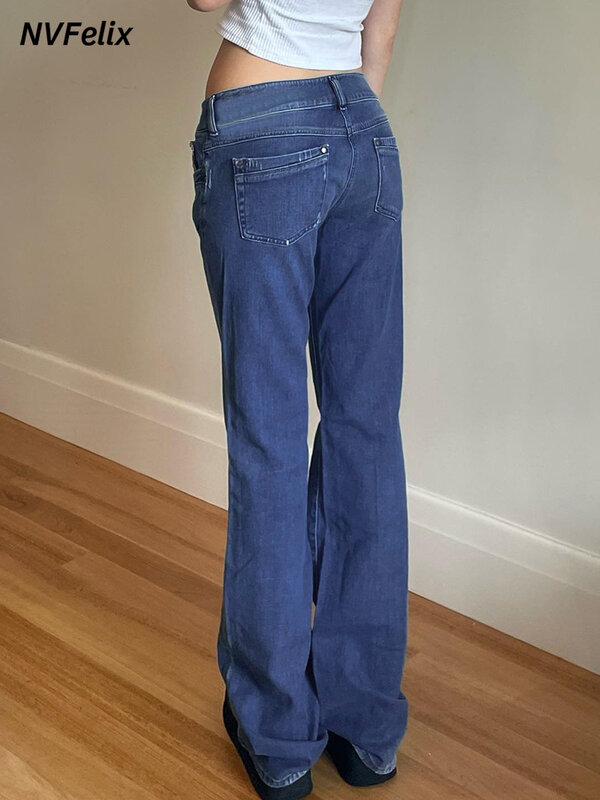 بنطلون جينز نسائي واسع بخصر منخفض من قماش الدنيم بنطلون جينز ضيق للأمهات بتصميم عتيق يمتد حتى 90 ثانية من ملابس الشارع الشهير Y2k بنطلون جينز ضيق مرن
