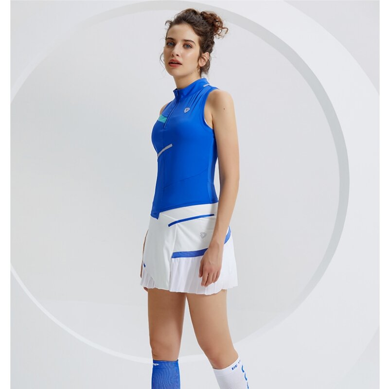 2 قطعة بدلة تنس المرأة الرياضة مجموعة رياضة اللياقة البدنية اليوغا الملابس تجريب تشغيل مجموعة سترة دون أكمام أعلى التنس التنانير القصيرة