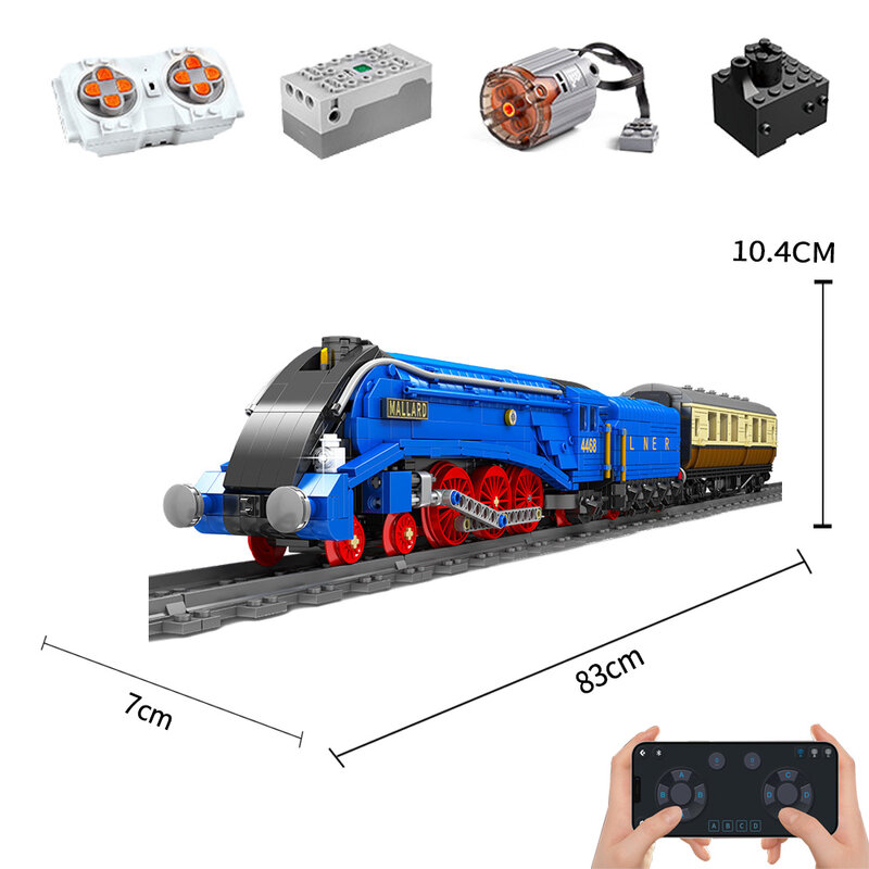 قالب الملك التكنولوجيا العالية التحكم عن بعد فئة A4 مالارد قطار السكك الحديدية Moc الطوب نموذج تقني اللبنات لعبة هدية 21873 قطعة #6