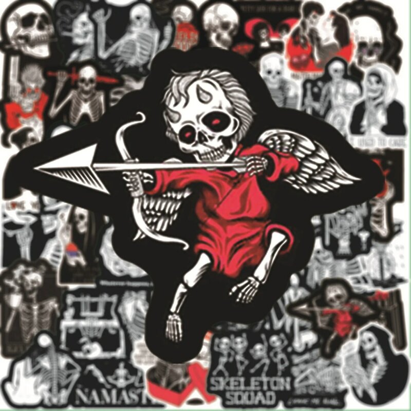 50pcs Gothic Red and Black Skull Horror Horror Halloween Love Inspirational Graffiti Stickers Skateboard Computer