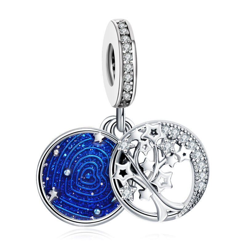 Erizteya Silver Plated Charms Moon Star Pendant Jewelry Astronaut Dangle Fit Original Bracelet For Women Jewelry Charms