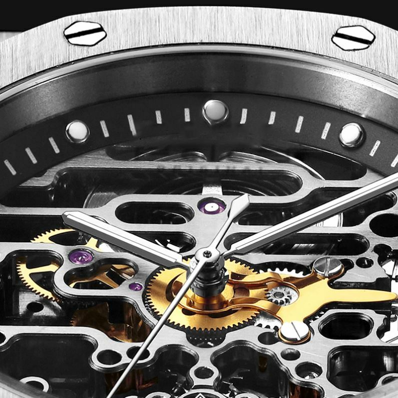 ساعة رجالي الفولاذ المقاوم للصدأ مقاوم للماء التلقائي ساعة ميكانيكية العلامة التجارية الفاخرة مضيئة تصميم ساعة اليد