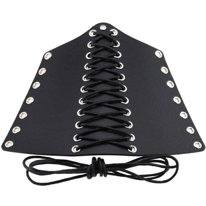 Punk Cosplay Lace Up Cross Solid Color Sleeve Cover Bandage Harness Wide Cuff Leather Gothic Rock Unisex Arm Bangles
