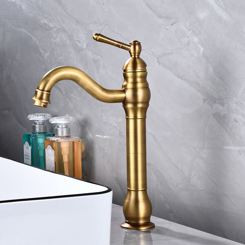 Kitchen Basin Faucet Antique Brass Black Chrome Deck Mounted Tap Hot and Cold Mixer Water kitchen Sink Tall Faucets