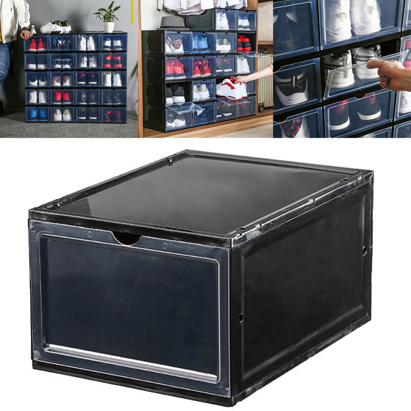 صندوق شفاف صندوق تخزين قابل للطي سميك الغبار صندوق تخزين للحذاء صندوق تخزين التراص