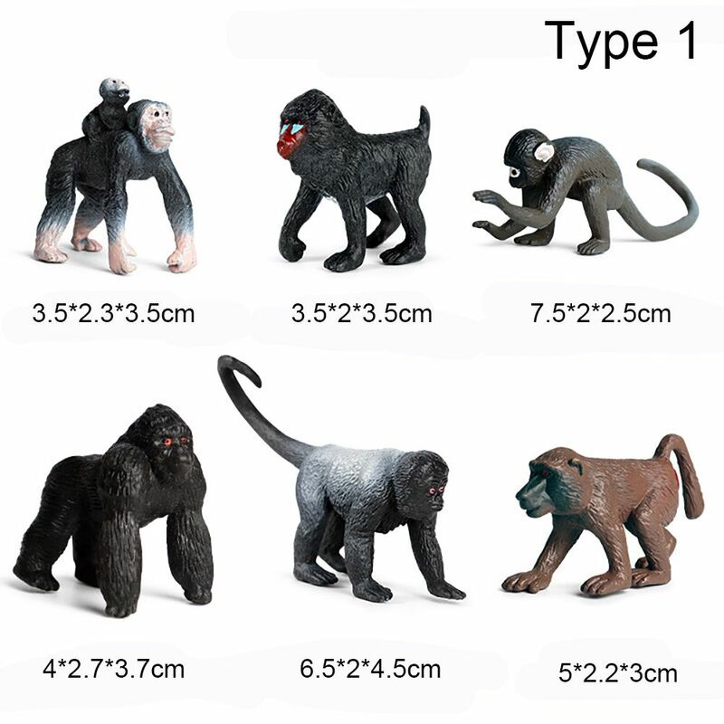 مجسم مجسم مجسم محاكاة لحيوانات برية من ماندريل شمبانزي غوريلا جيبون القرد مجموعة ألعاب تعليمية تمثال #6