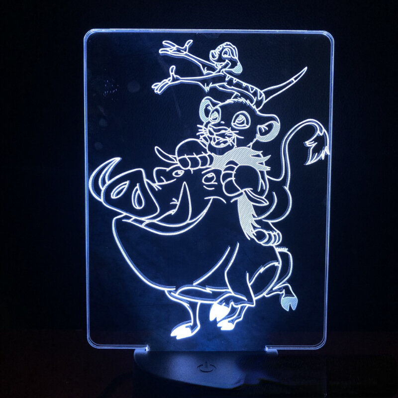 ديزني الأسد الملك سيمبا ثلاثية الأبعاد ضوء الليل الإبداعية للأطفال هدية جديدة غريبة الملونة اللمس التحكم عن بعد Led الجدول مصباح