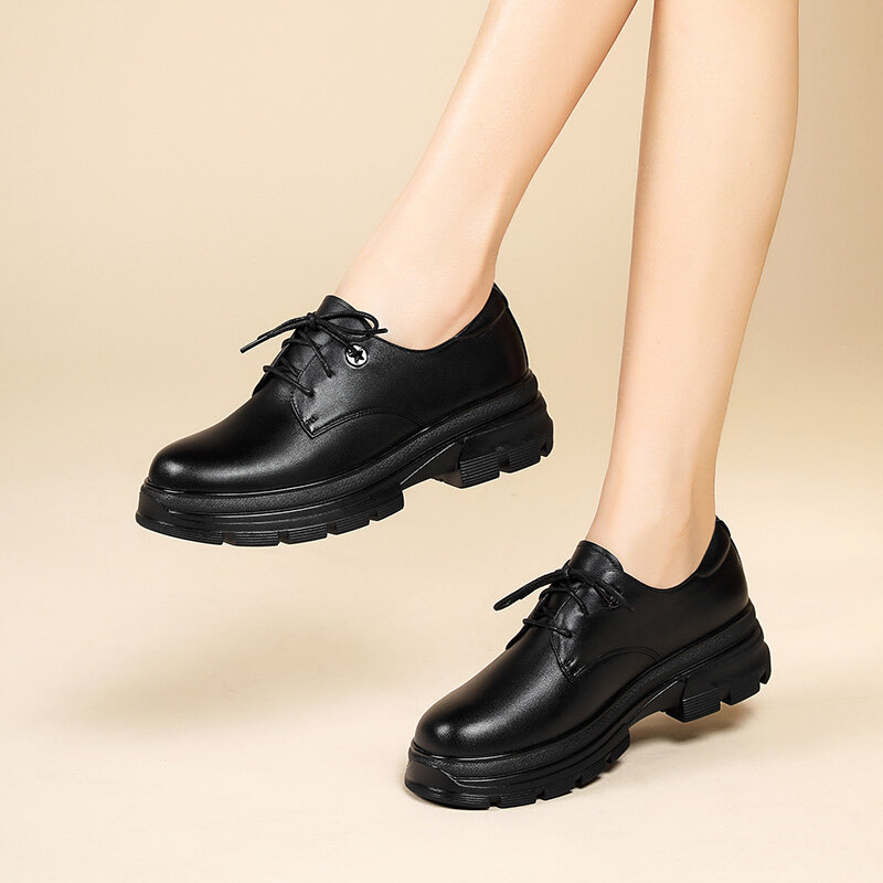 AIYUQI المرأة الربيع أحذية حجم كبير 2023 جديد جلد طبيعي الدانتيل يصل المرأة ممرضة أحذية أحذية عمل غير رسمية السيدات