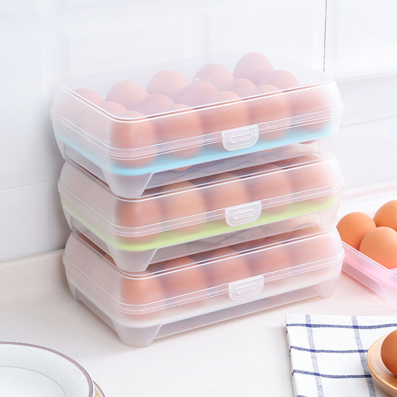 15 شبكة صندوق تخزين البيض المحمولة البيض حامل الحاويات للمطبخ الثلاجة المنظم حالة في الهواء الطلق التخييم نزهة البيض صندوق