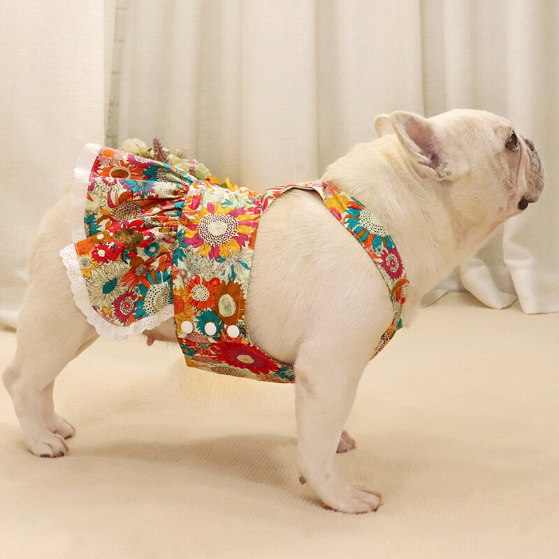 Dog summer clothes Puppy skirt French bulldog short body bulldog fat dog Apparel pet Outfits suspender skirt Girl Dog dress #2