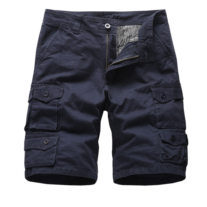 Men Cargo Shorts Straight Casual Overalls Cotton Multi-Pocket Breeches 2022 New Summer Bermuda Men's Social Cargo Short Pants