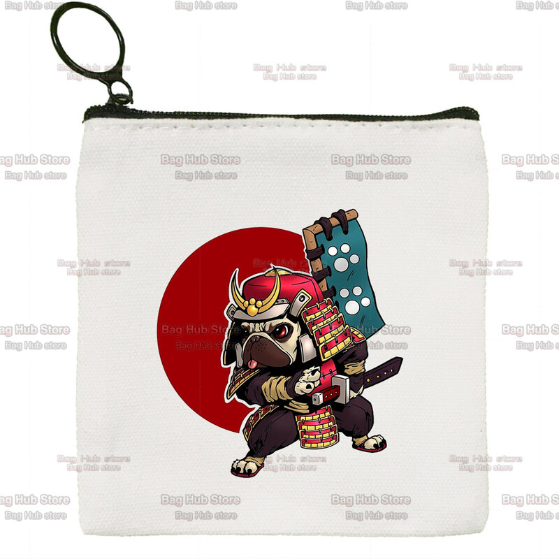 الساموراي المحارب بوشيدو اليابانية الرسم قماش الإبداعية محفظة نسائية للعملات المعدنية قصيرة مفتاح عملة حقيبة صغيرة هدية