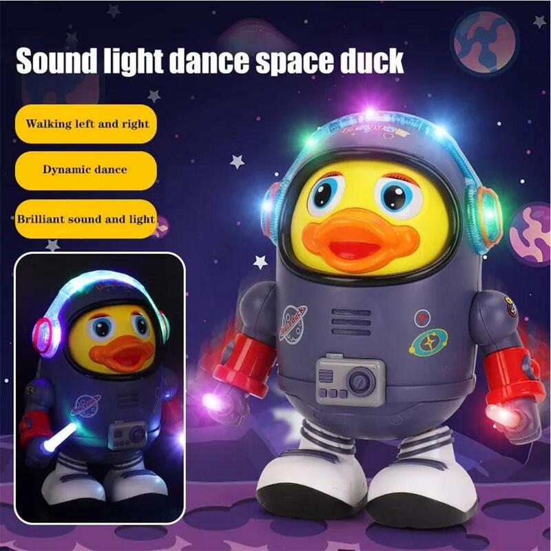 الفضاء بطة الرقص لعب الاطفال التفاعلية روبوت اللعب المشي بطة الفضاء عيد الميلاد الإلكترونية وامض الموسيقية الرقص الخفيفة V2M3