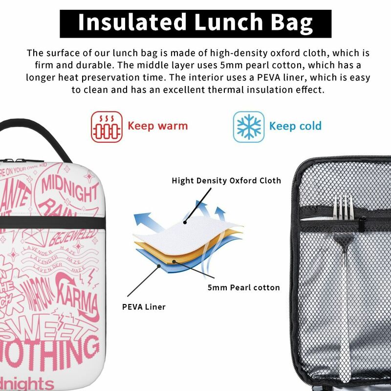منتصف الليل عصر ألبوم معزول الغداء حقيبة الغذاء صندوق محمول برودة الحرارية صندوق الغداء المدرسة