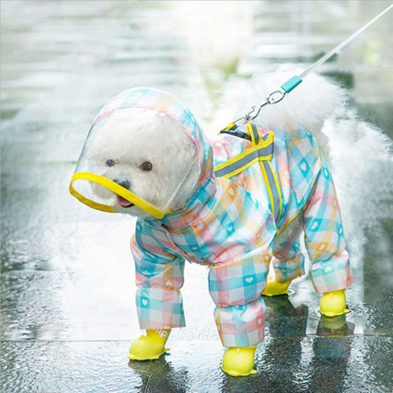 مقاوم للماء جرو الكلب معاطف المطر سترة بقبعة للكلاب المتوسطة الصغيرة المعطف