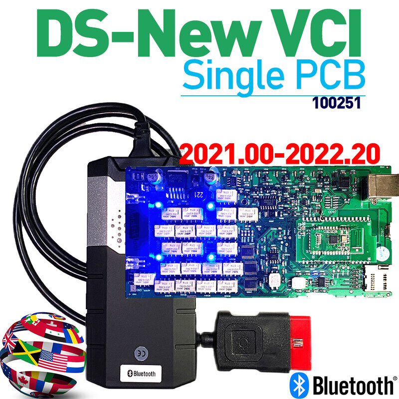 لوحة واحدة حقيقية DS 150 A ++ HQ تحديث VCI 100251 الجديد لتشخيص 2022.20 عبر الإنترنت مع EPCOS NEC FTDI GFE 9241 سيارات شاحنات OK
