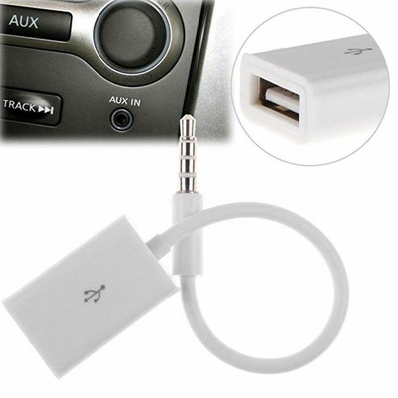3.5 مللي متر كابل سيارة الذكور سيارة AUX وصلات صوت جاك إلى USB 2.0 أنثى محول محول الأبيض Mp3 سيارة USB AUX الصوت كابل سيارة