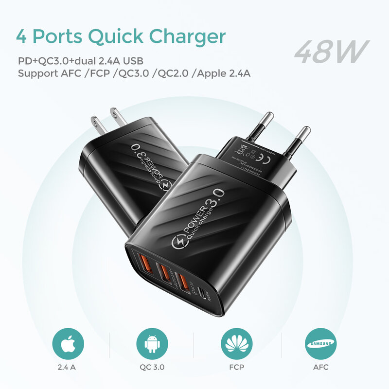 USB Type C Charger 48W PD Fast Charging For iPhone 13 12 Pro Max Xiaomi Samsung Mobile Phones Wall Adapter QC 3.0 USB C Charger #3