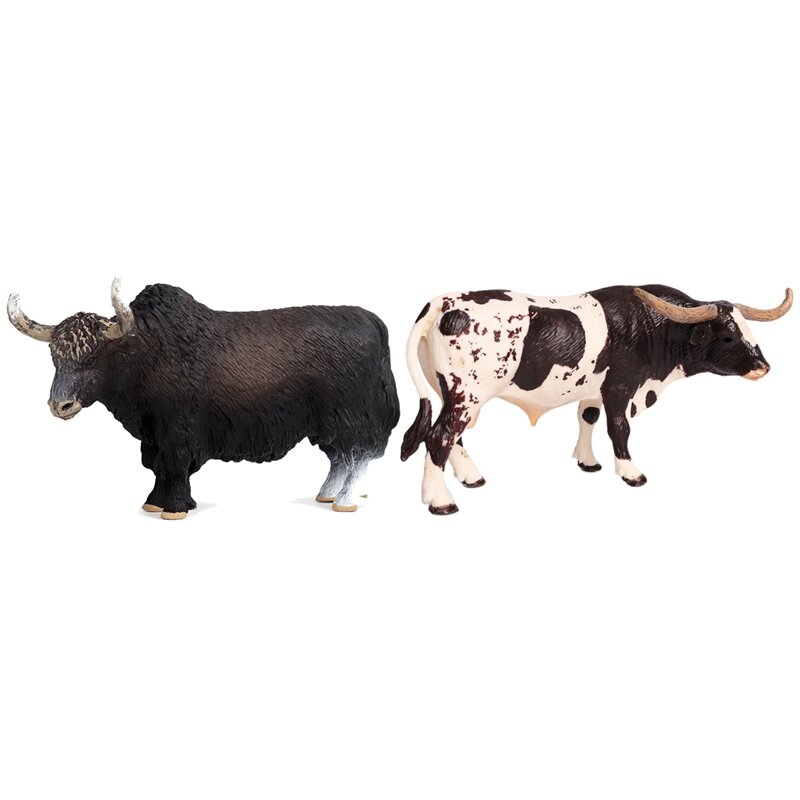شخصيات الأكشن البلاستيكية من تكساس لونغهورن بول الماشية وحيوانات 14.5X3.5X8.5Cm شخصيات الأكشن الكلاسيكية من الياك الأسود