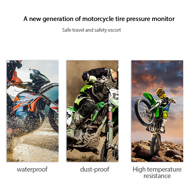 دراجة نارية TPMS Motos مراقبة ضغط الإطارات نظام المحرك الإطارات درجة الحرارة إنذار مع 2 مجسات السيارات مجسات الخارجية