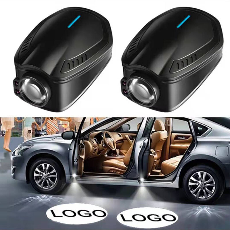 2 حزمة قابلة للشحن LED باب جهاز عرض ليزر شبح الإضاءة اللاسلكية قطع غيار السيارات الليزر علامة ضوء عدة لسيارات BMW