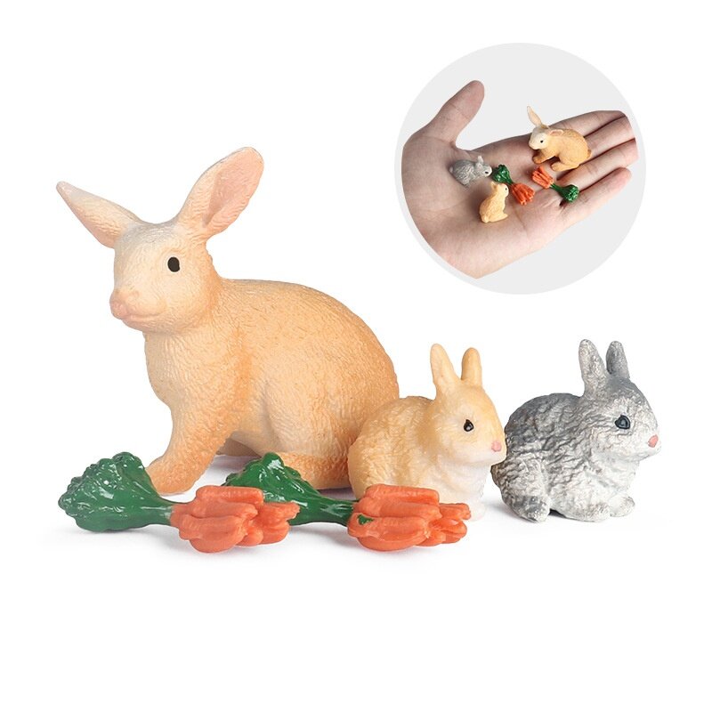 محاكاة نماذج للحيوانات حلية مجموعة الدواجن أرنب الأطفال اللعب المعرفية المشهد الصغير بونساي الزينة غريب #5