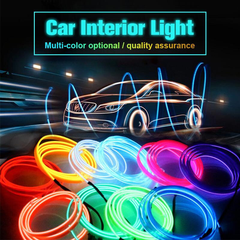 سلك الداخلية سيارة LED قطاع أضواء 4-in-1 خط السيارات LED جو ضوء الأسلاك الداخلية سيارة Flexible بها بنفسك مرنة ديكور ضوء