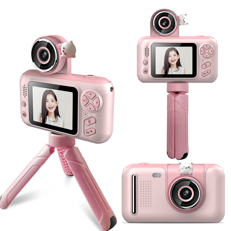 2.4 بوصة Ips شاشة ملونة الأطفال الاطفال كاميرا ألعاب تعليمية مسجل فيديو 180 درجة دوران الاطفال كاميرا الفيديو هدية عيد ميلاد